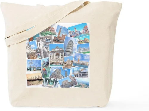 Vista 9 de CafePress Bolsa de compras de lona beige natural reutilizable de Italia