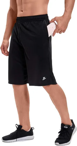 Vista 5 de DEVOROPA Men's Athletic Basketball Shorts Loose-Fit Performance Sports Workout Shorts Zipper Pockets