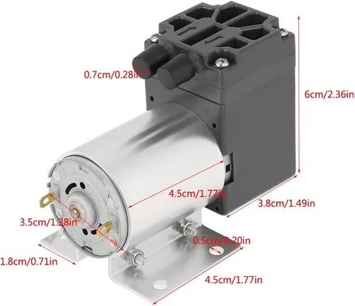 Vista 2 de Walfront Mini bomba de vacío DC 12V 120kpa Bomba de aire de vacío 5L/min Bomba de succión de compresor de aire de diafragma con soporte