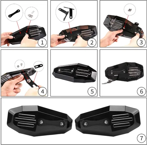 Vista 6 de KIMISS Protectores de mano para motocicleta, 2 unidades de protectores de mano para motocicleta, protector de cepillo de mano, barra protectora