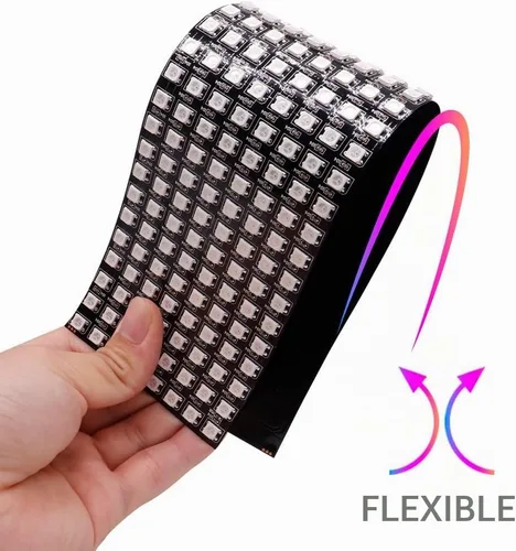 Vista 5 de WS2812B RGB LED Digital Flexible Panel de luz direccionable individualmente WS2812 8X8 16X16 8X32 Módulo LED Matriz Pantalla DC5V
