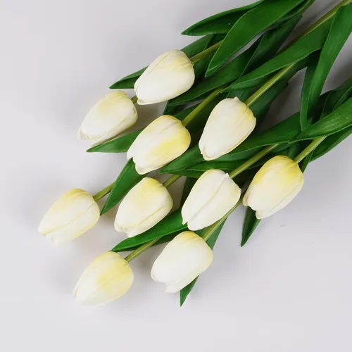 Vista 8 de 10 tulipanes falsos rosas de poliuretano de imitación de tulipanes artificiales para decoración, ramo de primavera falso para decoración de flores