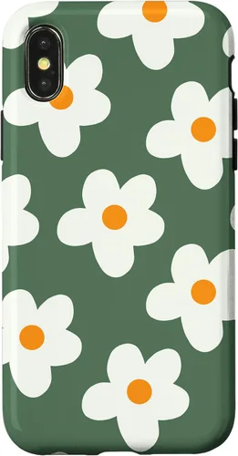 Vista 5 de Retro 60s flower vintage floral pattern sage green Groovy Case for iPhone 16