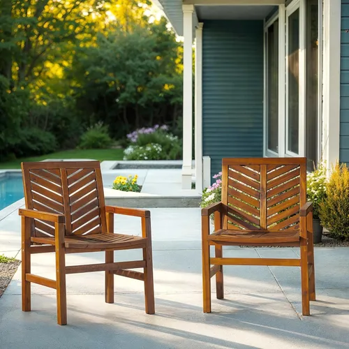 Vista 2 de Walker Edison Furniture Company - Mesa auxiliar rectangular para terraza al aire libre, madera de Chevron para todo tipo de clima