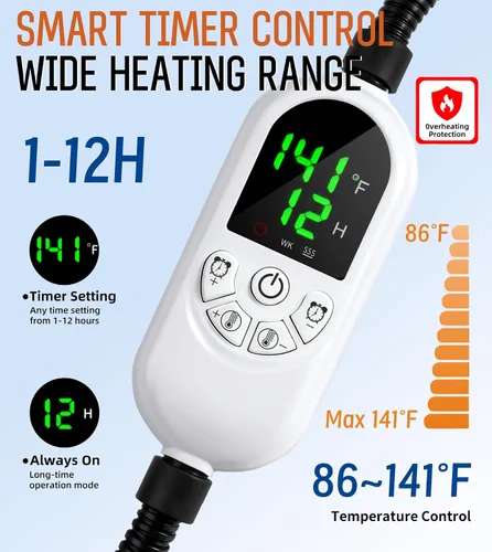 Vista 2 de Almohadilla térmica para mascotas para gatos y perros, cama eléctrica para gatos con temperatura ajustable (12 niveles) y temporizador
