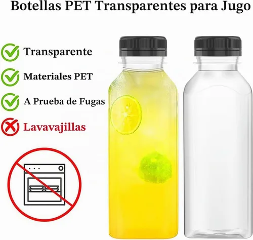 Vista 3 de HNXAZG 3 botellas de jugo de plástico de 33 onzas con tapas de manipulación