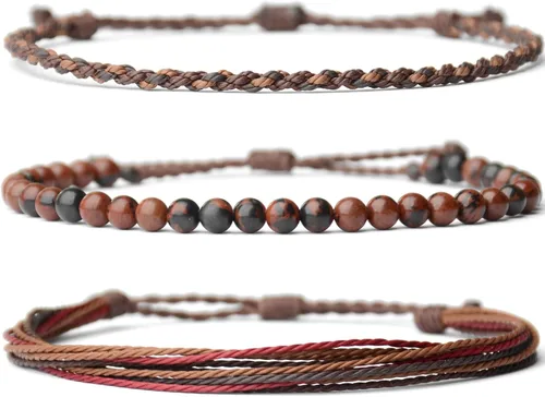 Vista 46 de Pulsera curativa hecha a mano con cuentas de piedra natural, regalo para hombres, pulsera de cuerda ajustable