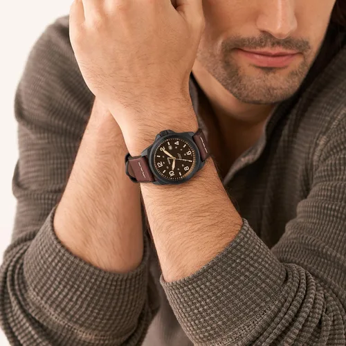 Vista 4 de Fossil Bronson Reloj casual de cuarzo para hombre con correa de acero inoxidable o cuero, Reloj cronógrafo Bronson
