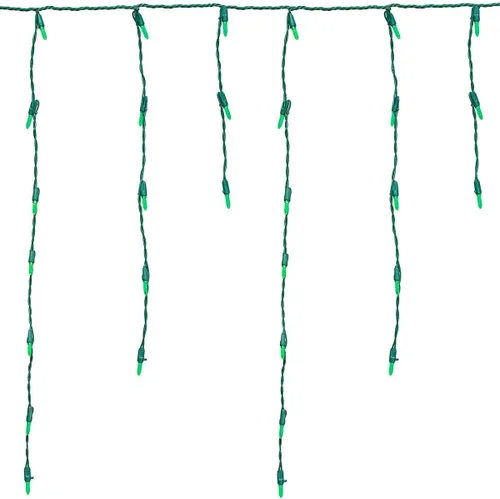 Vista 2 de Novelty Lights Luces LED de Carámbano Verdes, 15 Pies, 150 Bombillas LED M5 en 30 Colgantes con Espaciado de 6 Pulgadas, Colgantes de 12-32", Cable