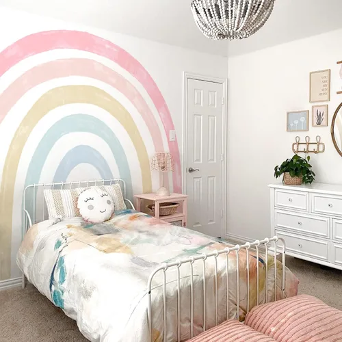 Vista 12 de Calcomanías de pared de acuarela de gran tamaño para despegar y pegar, autoadhesivas, precortadas, coloridas calcomanías de arte de pared