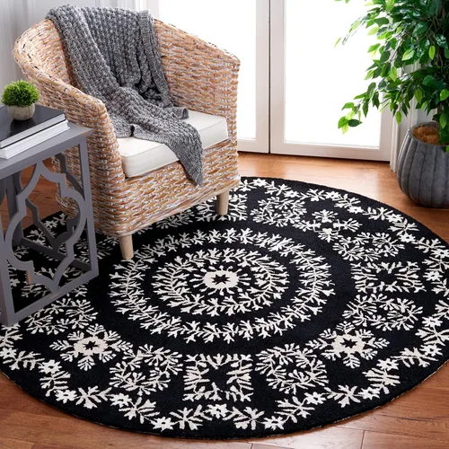 Vista 16 de SAFAVIEH Empire Collection - Alfombra de pasillo, 2 pies 3 pulgadas x 9 pies, negro y marfil, lana de medallón hecha a mano, ideal para zonas