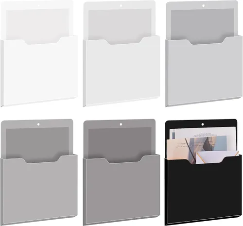 Vista 23 de Fuutreo Organizador magnético de archivos de pared, 6 unidades, soporte magnético para archivos de pared, frigorífico, revistas, papel para cartas