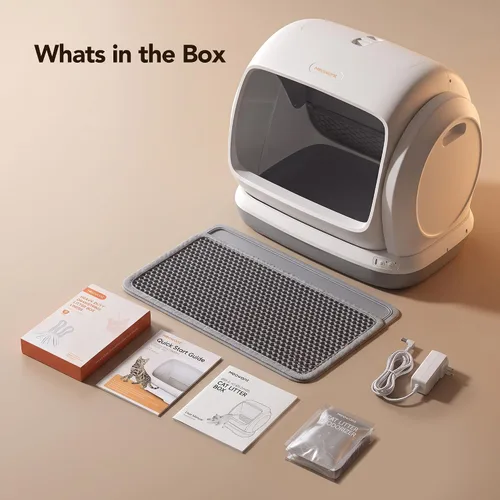 Vista 8 de Meowant Caja de arena automática, 106L de gran capacidad para varios gatos