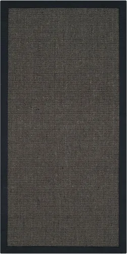 Vista 2 de Alfombra de sisal Safavieh, de color maíz y negro, tejida a mano, de la colección de fibras naturales; 5 x 8 pulgadas, NF441A, Tela, Gris / Gris