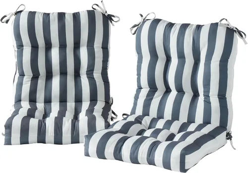 Vista 50 de Cojines para silla de exterior con bisagras, diseño de una sola pieza, cojín reversible para asiento y respaldo de patio con lazos, tela de Aloha