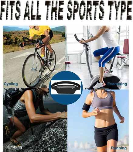 Vista 8 de Riñoneras para mujer, riñonera impermeable para hombres, cinturón ajustable para correr, cinturón de bolsillo delgado y expandible, soporte