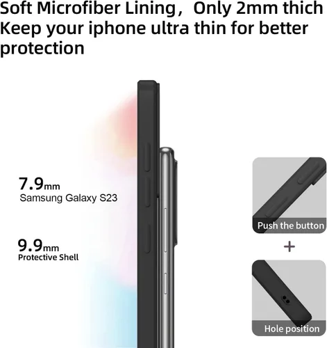 Vista 6 de Funda compatible con Galaxy S23 con protección de cámara mejorada, funda de silicona mate a prueba de golpes, delgada, cubierta completa, suave