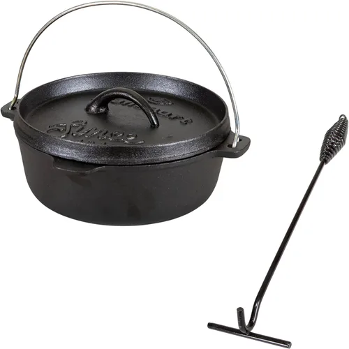 Vista 14 de Stansport - Horno holandés de hierro fundido presazonado de 1 cuarto con fondo plano (16016) Pre-seasoned cast iron with a flat bottom for stovetop