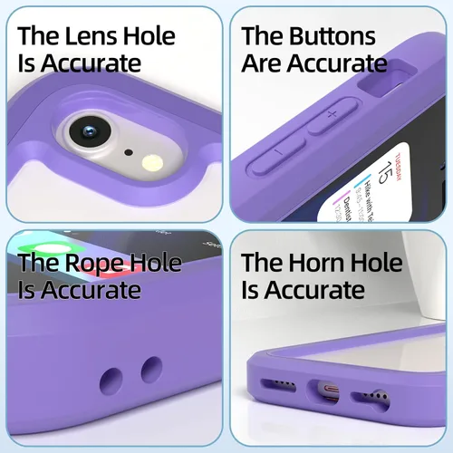 Vista 12 de WXR Funda para iPhone SE 2022/2020, iPhone 8/7/6S/6, parachoques de silicona suave y parte trasera e interior de policarbonato duro transparente