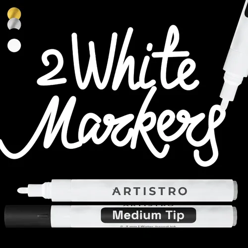 Vista 11 de Artistro 2 marcadores de pintura acrílica negros - 3mm marcadores de punta media - Perfectos para manualidades, proyectos de arte y más