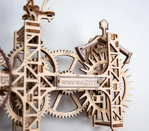 Vista 3 de WOODEN.CITY - Kit de reloj mecánico Steampunk, rompecabezas de madera 3D