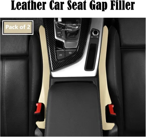 Vista 4 de 2 piezas de relleno de espacio para asiento de coche de piel sintética PU, bloqueador de caída para grietas de auto para rellenar el espacio lateral