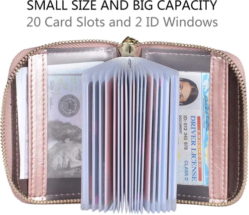 Vista 4 de Yuhan Pretty - Tarjetero de piel para tarjetas de crédito y carnet de identidad, con tecnología RFID, para mujer