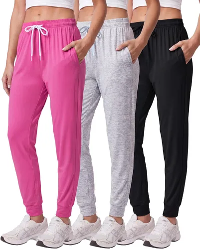 Vista 14 de Paquete de 3 pantalones deportivos de ajuste seco para mujer, con bolsillos para descansar Conjunto 1