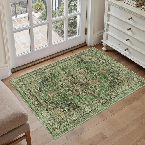 Vista 52 de Alfombra de pasillo vintage de 2 x 6 pies de pelo bajo Marrón beige