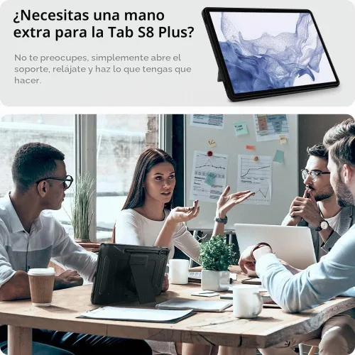 Vista 5 de Spigen Funda rígida rígida para Galaxy Tab S8+ Plus/S7+ Plus (2020), Tough Armor Pro con soporte y soporte integrado para S Pen, protección de doble
