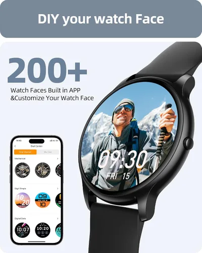 Vista 7 de Parsonver Reloj inteligente (respuesta/hacer llamadas), 1.32 pulgadas HD pantalla táctil completa color reloj rastreador de fitness, paquete PS01B