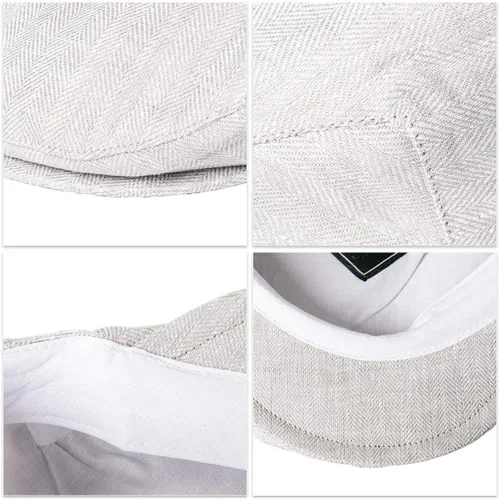 Vista 7 de BOTVELA Sombrero de verano transpirable para hombre de lino con hiedra plana