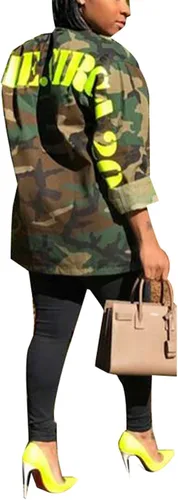 Vista 3 de Abrigo de camuflaje militar con estampado de camuflaje BF para mujer