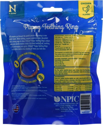 Vista 2 de N-Bone Anillo de dentición para cachorros de 3 anillos, sabor a pollo