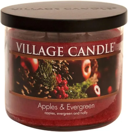 Vista 5 de Village Candle manzanas & Evergreen 24 oz vaso de vidrio – Vela aromática, grande