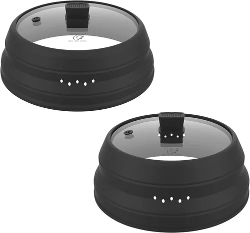 Vista 14 de Cubierta alta para salpicaduras de microondas, tapa protectora de vidrio de 5.8 pulgadas de altura con silicona plegable para plato de olla de Negro