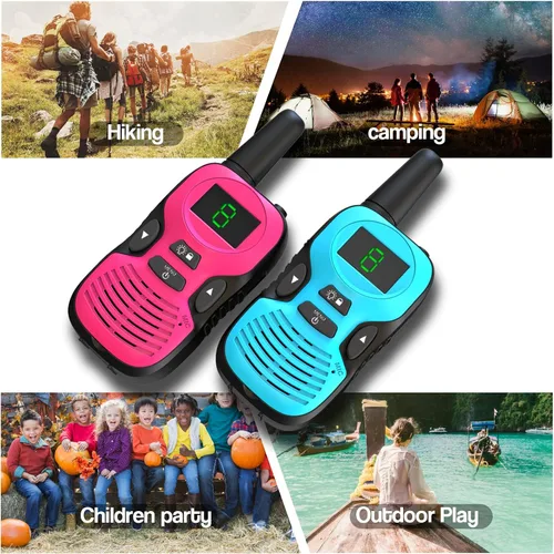 Vista 2 de Walkie Talkies para niños 3Pack de largo alcance: juguetes para niños de 8 a 12 años - regalos para niñas de 6 a 8 y 8 a 10 años Walky Talky