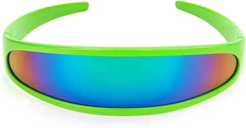 Vista 13 de zeroUV - Gafas de sol con visera de lente espejada de color cíclope estrecho futurista