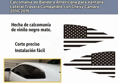 Vista 4 de CONGCONG Calcomanía de bandera estadounidense para Chevy Camaro para ventana trasera compatible con Chevy Camaro 2010-2015, calcomanía de bandera