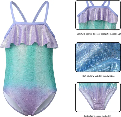Vista 4 de Phineein Traje de baño de una pieza para niñas con estampado de corazón de frutas tropicales