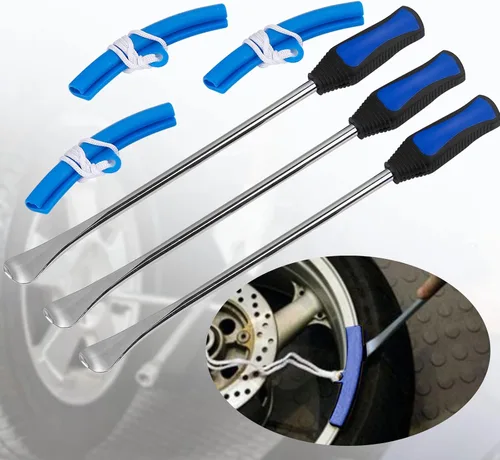 Vista 2 de 14.5" Cucharas de neumáticos Juego de herramientas de hierro para cambio de neumáticos de motocicleta y moto de cross, kit de cucharas para Azul