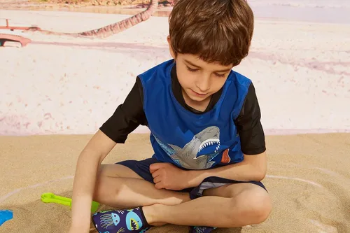 Vista 6 de PHIBEE Camiseta de manga corta para niño con protección solar UPF 50+
