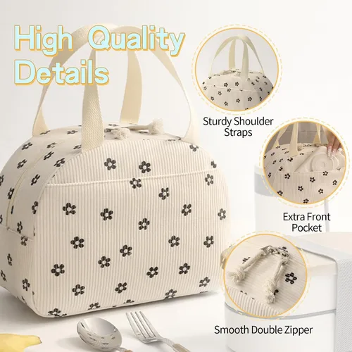 Vista 5 de Lonchera portátil para mujer, tamaño mediano de 10 x 7.5 x 5.5 pulgadas, mantiene la comida fresca durante más de 5 horas, fácil de limpiar, ideal