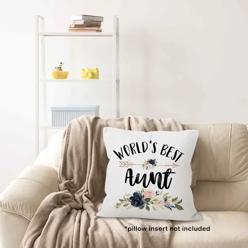 Vista 5 de World's Best Aunt Gifts - Funda de almohada de 18 x 18 pulgadas, funda de almohada de cumpleaños para tía y tía, funda de almohada cuadrada