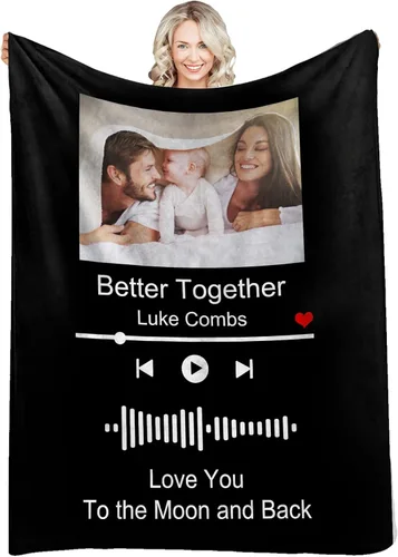 Vista 26 de Manta personalizada con fotos, texto, fotos personalizadas, mantas para adultos y niños, cumpleaños familiar, 1 foto, 50 x 40 pulgadas