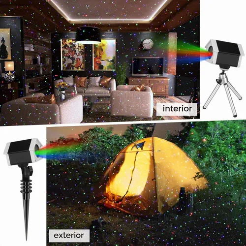 Vista 5 de Luces láser de Navidad, luces láser de jardín al aire libre, proyector de estrellas con luciérnaga móvil para exteriores, interiores, Navidad, verde