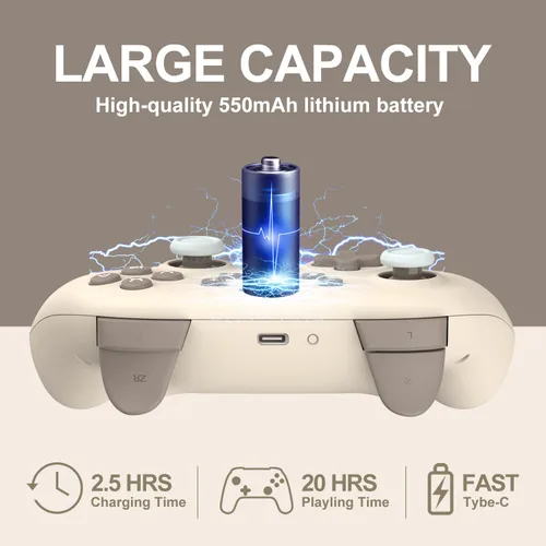 Vista 2 de PXN P50 Wireless Switch Pro Controller, USB Rechargeable Dual Shock Gamepad Joystick Support NFC, Turbo, Gyro Axis Wake-Up Dual Connection for
