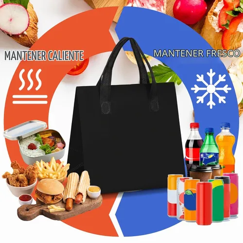 Vista 2 de Kacctyen 100 bolsas aisladas para llevar a granel de 9.5 x 6 x 9.5 pulgadas, bolsa de alimentos con aislamiento térmico para café, té con leche Negro