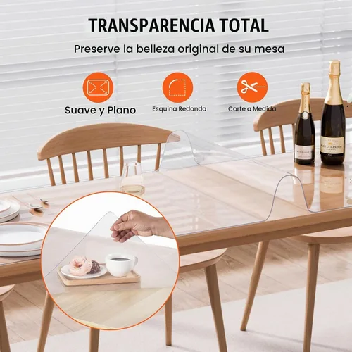 Vista 6 de VEVOR Plastic Table Cover, 42 x 96 Inch 1.5 mm Thick Clear Rectangle PVC Desk Mat Protector, Waterproof & Easy Cleaning Desk Pad Tablecloth, for
