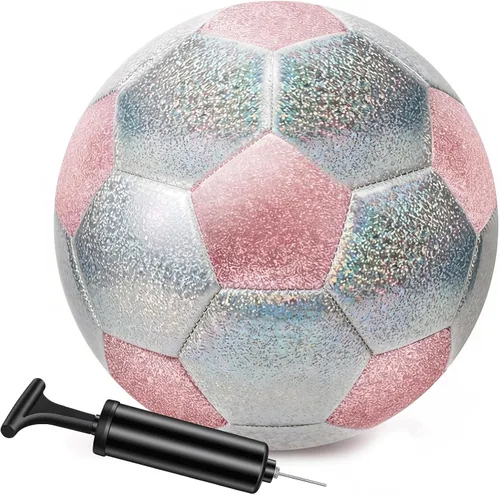 Vista 11 de Balón de fútbol dorado con purpurina con bomba y aguja, kit de pelota de fútbol para regreso a la escuela, regalos de cumpleaños, pelota